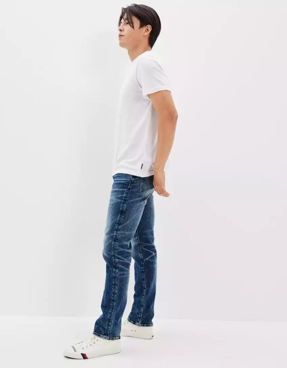 Jean American Eagle AE Flex Athlétiques Droit Bleu Homme | MKM-87530974